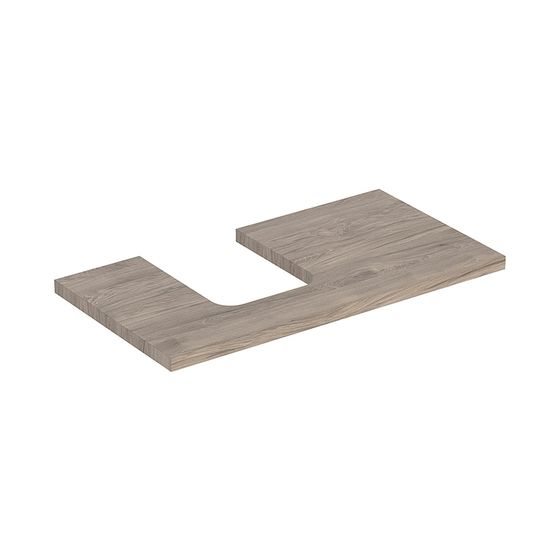 Geberit ONE Waschtischplatte Ausschnitt links, für Aufsatzwaschtisch Schalenform, 90x3x47cm, Nussbaum/Melamin Holzstruktur