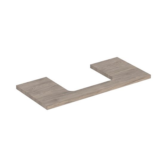 Geberit ONE Waschtischplatte Ausschnitt mittig für Aufsatzwaschtisch rechteckig 105x3x47cm, Nussbaum hickory Melamin Holzstr.