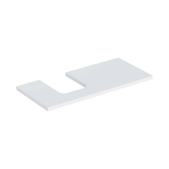 Geberit ONE Waschtischplatte Ausschnitt links, für Aufsatzwaschtisch Schalenform, 105x3x47cm, Weiß lackiert matt