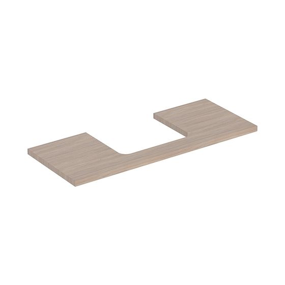 Geberit ONE Waschtischplatte Ausschnitt mittig, für Aufsatzwaschtisch rechteckig, 120x3x47cm, Eiche Melamin Holzstruktur