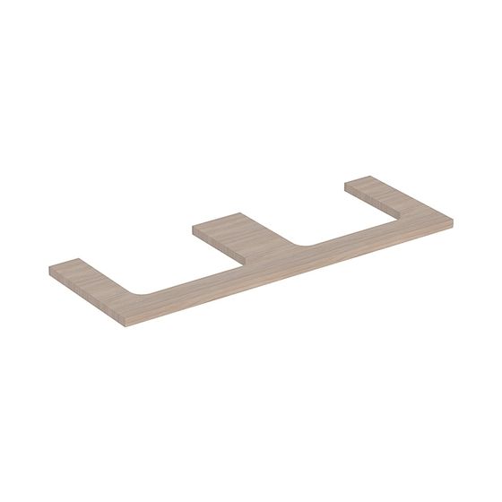 Geberit ONE Waschtischplatte Ausschnitt 2-fach, für Aufsatzwaschtisch rechteckig, 135x3x47cm, Eiche Melamin Holzstruktur