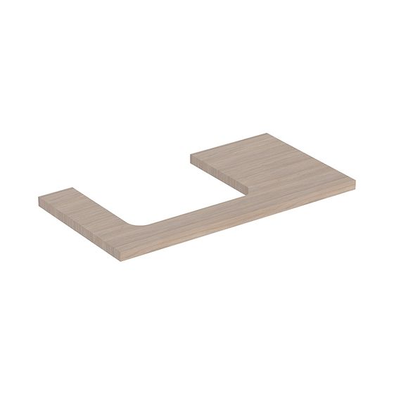 Geberit ONE Waschtischplatte Ausschnitt links, für Aufsatzwaschtisch rechteckig, 90x3x47cm, Eiche Melamin Holzstruktur