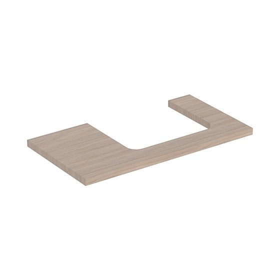 Geberit ONE Waschtischplatte Ausschnitt rechts, für Aufsatzwaschtisch rechteckig, 90x3x47cm, Eiche Melamin Holzstruktur