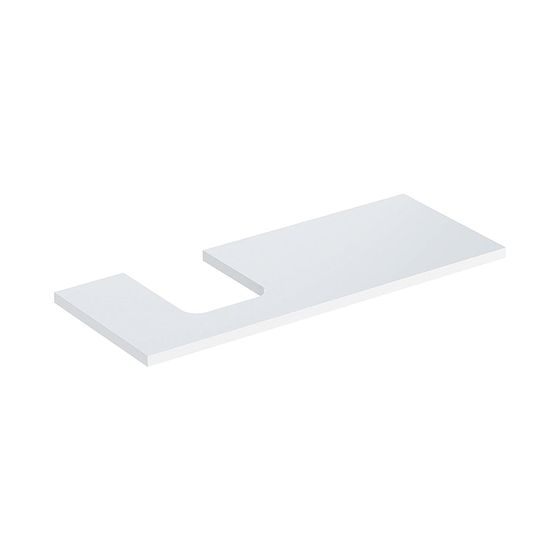 Geberit ONE Waschtischplatte Ausschnitt links, für Aufsatzwaschtisch Schalenform, 120x3x47cm, Weiß lackiert hochglänzend