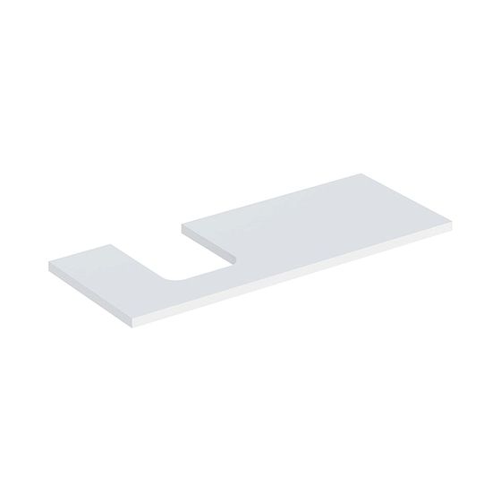 Geberit ONE Waschtischplatte Ausschnitt links, für Aufsatzwaschtisch Schalenform, 120x3x47cm, Weiß lackiert matt
