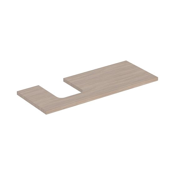 Geberit ONE Waschtischplatte Ausschnitt links, für Aufsatzwaschtisch Schalenform, 120x3x47cm, Eiche Melamin Holzstruktur