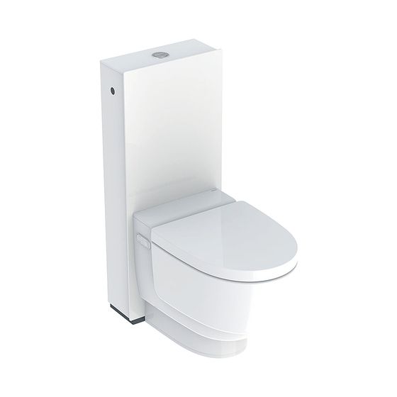 Geberit AquaClean Mera Classic WC-Komplettanlage Stand-WC Alpinweiß, Glas Weiß, Hochdruck-Schichtstoffplatte, Weiß