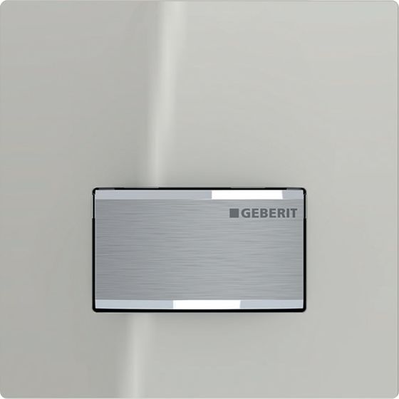 Geberit Typ 50 Betätigungsplatte für Urinalsteuerung mit pneumatischer Spülauslösung, Square 13x13x1,2cm, Sandgrau/Glas