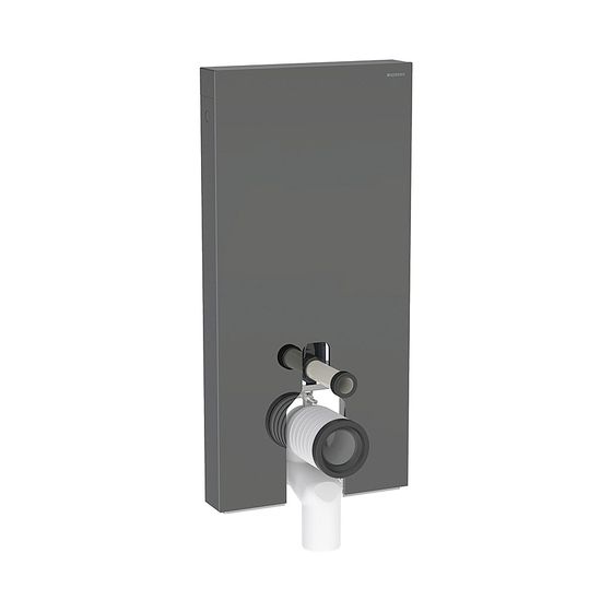 Geberit Monolith Sanitärmodul für Stand-WC, Höhe 101cm, Frontverkleidung aus Glas Lava, Aluminium Schwarzchrom