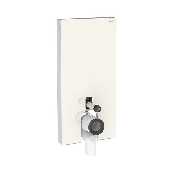 Geberit Monolith Sanitärmodul für Stand-WC, Höhe 101cm, Frontverkleidung aus Glas Sandgrau, Aluminium