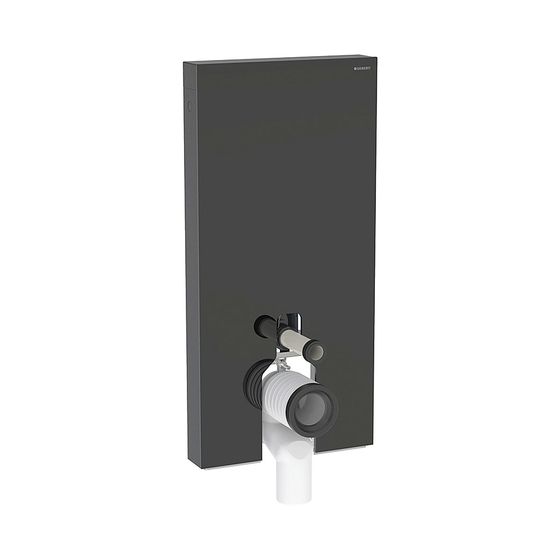 Geberit Monolith Sanitärmodul für Stand-WC, Höhe 101cm, Frontverkleidung aus Glas Schwarz, Aluminium Schwarzchrom