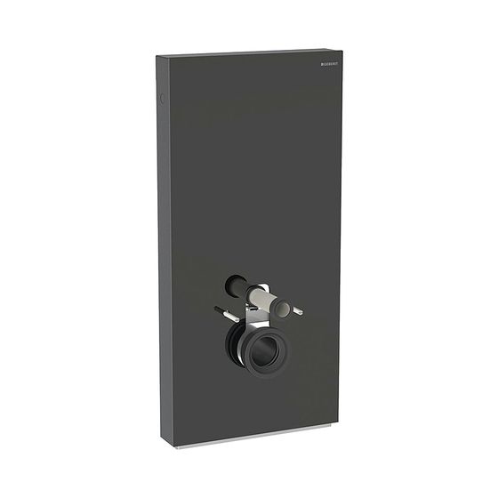 Geberit Monolith Sanitärmodul für Wand-WC, Höhe 101cm, Frontverkleidung aus Glas Schwarz, Aluminium Schwarzchrom