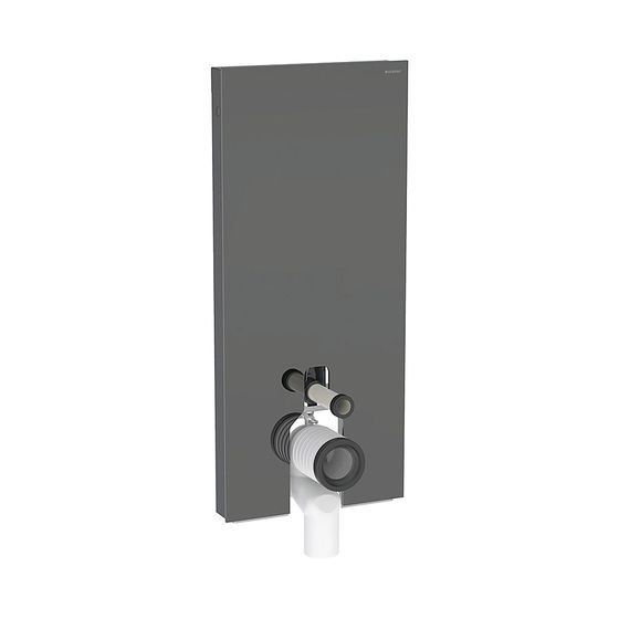 Geberit Monolith Sanitärmodul für Stand-WC, Höhe 114cm, Frontverkleidung aus Glas Lava, Aluminium Schwarzchrom