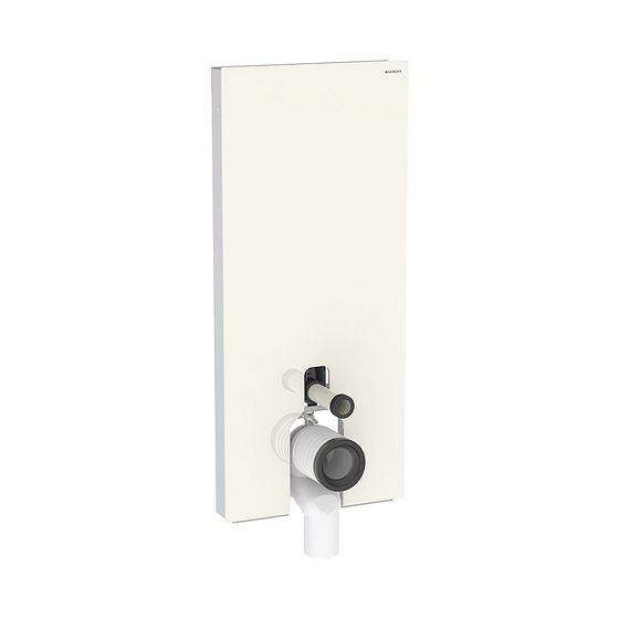 Geberit Monolith Sanitärmodul für Stand-WC, Höhe 114cm, Frontverkleidung aus Glas Sandgrau, Aluminium
