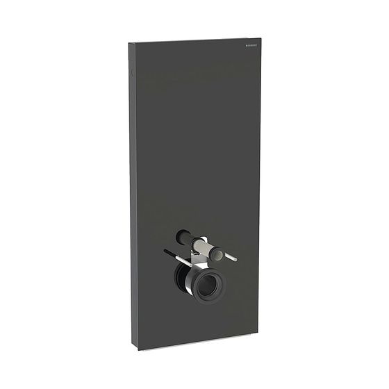 Geberit Monolith Sanitärmodul für Wand-WC, Höhe 114cm, Frontverkleidung aus Glas Schwarz, Aluminium Schwarzchrom