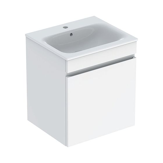 Geberit Renova Plan Set Möbelwaschtisch 55cm, Unterschr., 1 Schubl./1 Innenschubl., Weiß hochglän./weiß, schmaler Rand