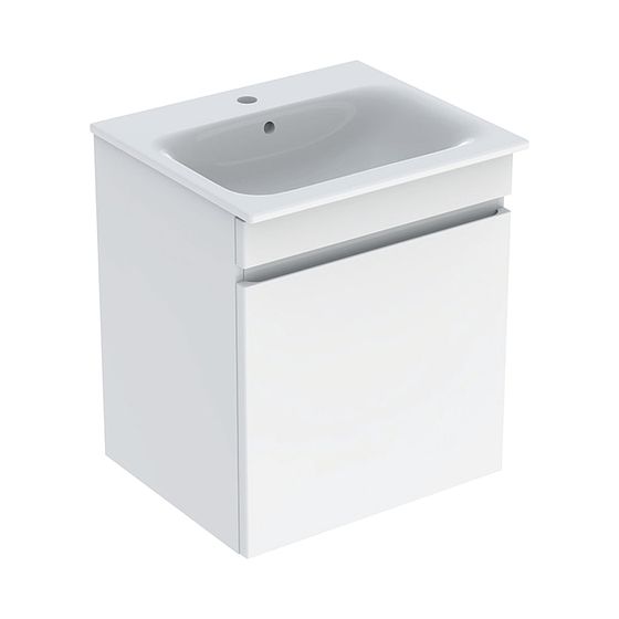Geberit Renova Plan Set Möbelwaschtisch 60cm, Unterschr., 1 Schubl./1 Innenschubl., Weiß hochglän./weiß, schmaler Rand