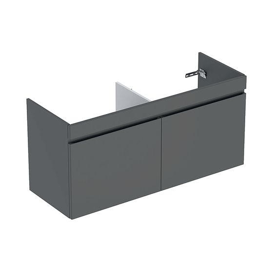 Geberit Renova Plan Unterschrank für Doppelmöbelwaschtisch, 2 Schubladen, 2 Innensch., 129x60,5x47,3cm, Lava lackiert matt