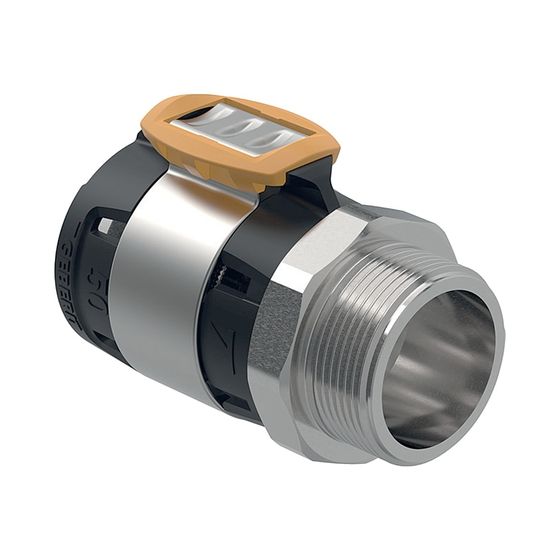 Geberit FlowFit Übergang mit Außengewinde d 50mm, R 1 1/2″, Edelstahl 1.4401