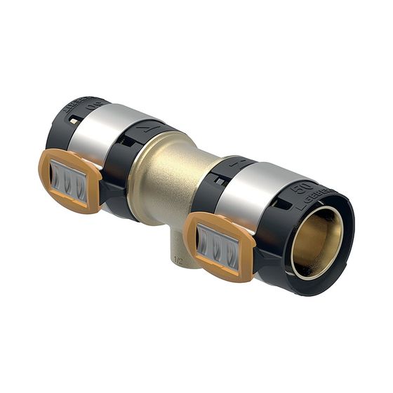 Geberit FlowFit T-Stück mit Innengewinde Bleifreier, d 63mm, Rp 1/2″, d1 63mm, Rotguss