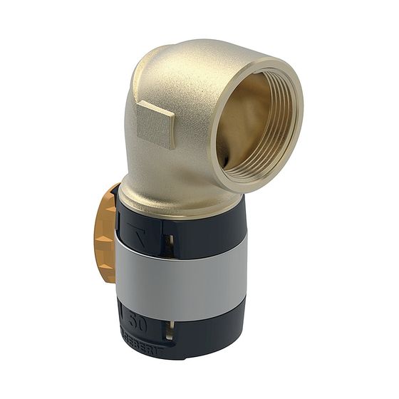Geberit FlowFit Übergangsbogen 90 Grad mit Innengewinde Bleifreier, d 50mm, Rp 1 1/2″, Rotguss
