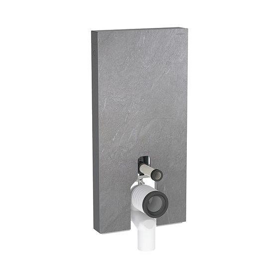 Geberit Monolith Sanitärmodul für Stand-WC, Höhe 101cm, Frontverkleidung aus Steinzeug Schieferoptik, Aluminium Schwarzchrom