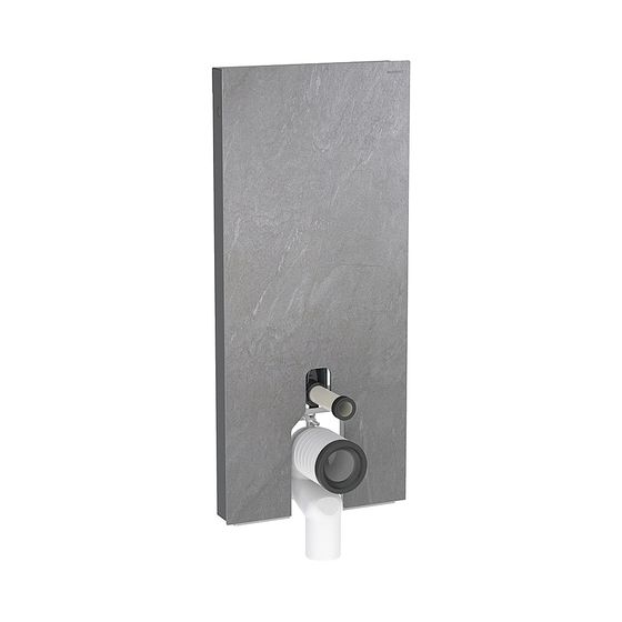 Geberit Monolith Sanitärmodul für Stand-WC, Höhe 114cm, Frontverkleidung aus Steinzeug Schieferoptik, Aluminium Schwarzchrom