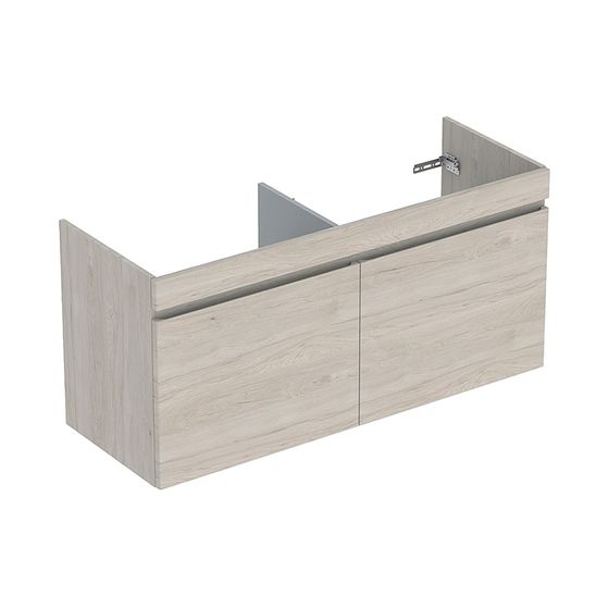 Geberit Renova Plan Unterschrank für Doppelwaschtisch 2 Schubladen 2 Innenschub. 1226x606x44,6cm 130cm Nussbaum hickory hell