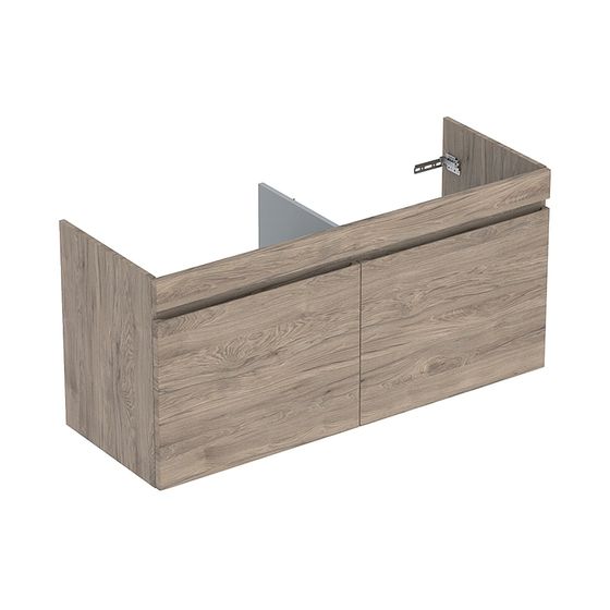 Geberit Renova Plan Unterschrank für Doppelwaschtisch 2 Schubladen 2 Innenschubladen 122,6x60,6x44,6cm, Breite 130cm, Nussbaum