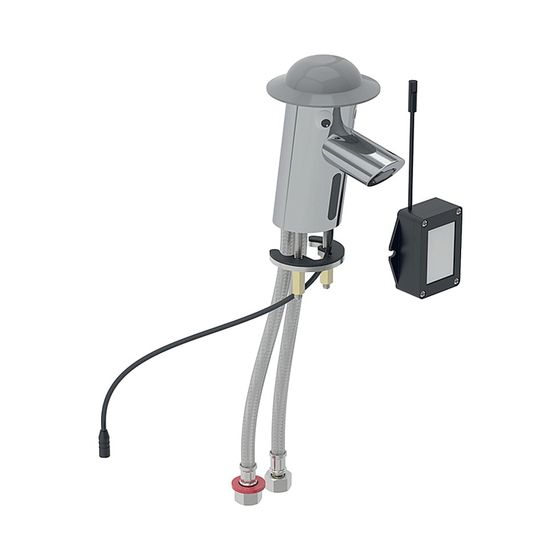 Geberit Bambini Waschtischarmatur Batteriebetrieb, mit Mischer, Staubgrau/Hochglanz verchromt