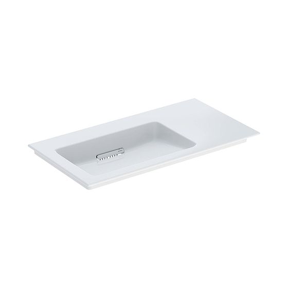Geberit ONE Möbelwaschtisch Abgang horizontal Ablagefläche rechts 90x48cm o. HL ohne Überlauf Weiß/KeraTect Weiß glänzend
