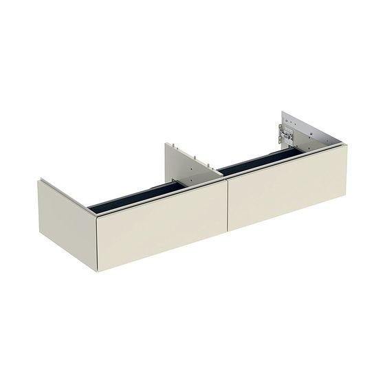 Geberit ONE Unterschrank für Waschtisch, 2 Schubladen, Breite Waschtisch 135cm, H 26,6cm T 47cm Sandgrau/lackiert hochglänzend