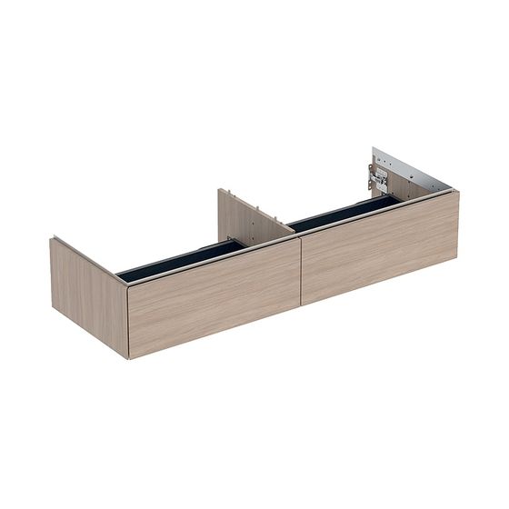 Geberit ONE Unterschrank für Waschtisch, 2 Schubladen, Breite Waschtisch 135cm, H 26,6cm T 47cm Eiche/Melamin Holzstruktur