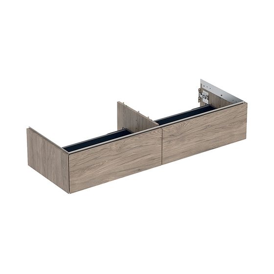 Geberit ONE Unterschrank für Waschtisch, 2 Schubladen, Waschtisch 135cm, H 26,6cm T 47cm Nussbaum hickory/Melamin Holzstruktur
