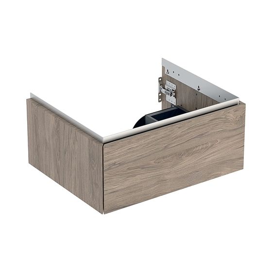 Geberit ONE Unterschrank für Waschtisch, 1 Schublade, B Waschtisch 60cm, H 26,6cm T 47cm Nussbaum hickory/Melamin Holzstruktur