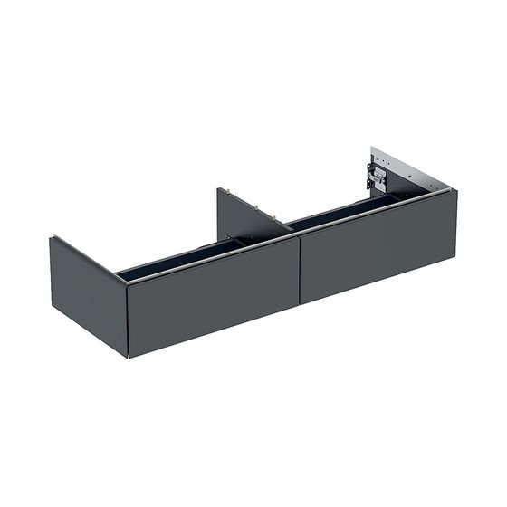 Geberit ONE Unterschrank für Waschtisch, 2 Schubladen, Breite Waschtisch 135cm, Höhe 26,6cm, Tiefe 47cm, Schwarz/lackiert matt