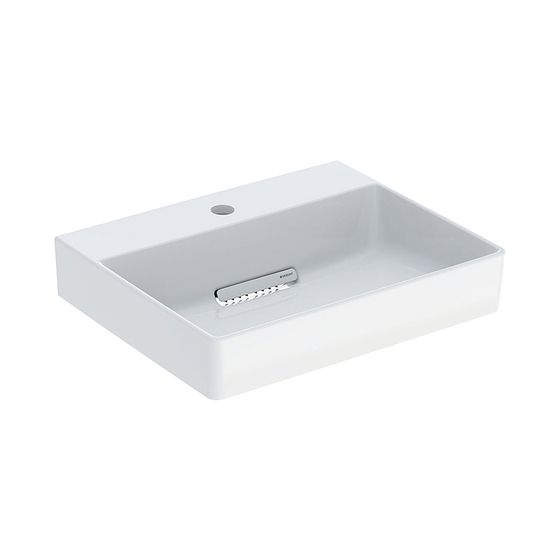 Geberit ONE Aufsatzwaschtisch rechteckig Abgang horiz. 50cm T 41cm Hahnloch mittig ohne Überlauf Weiß/KeraTect Weiß glänzend