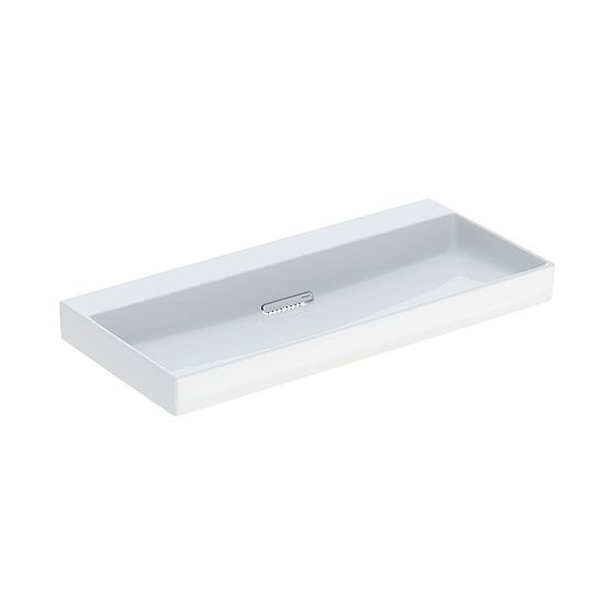Geberit ONE Waschtisch Abgang horizontal, B 105cm, Tiefe 48cm, ohne Hahnloch, ohne Überlauf, Weiß/KeraTect, Weiß glänzend