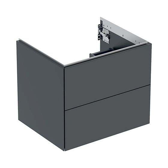 Geberit ONE Unterschrank für Waschtisch, 2 Schubladen, Breite Waschtisch 60cm, Höhe 50,4cm, Tiefe 47cm, Schwarz/lackiert matt