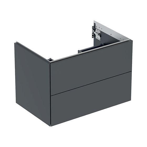 Geberit ONE Unterschrank für Waschtisch, 2 Schubladen, Breite Waschtisch 75cm, Höhe 50,4cm, Tiefe 47cm, Schwarz/lackiert matt