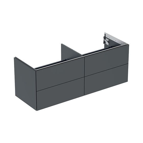 Geberit ONE Unterschrank für Waschtisch, 4 Schubladen, Breite Waschtisch 135cm, Höhe 50,4cm, Tiefe 47cm, Schwarz/lackiert matt