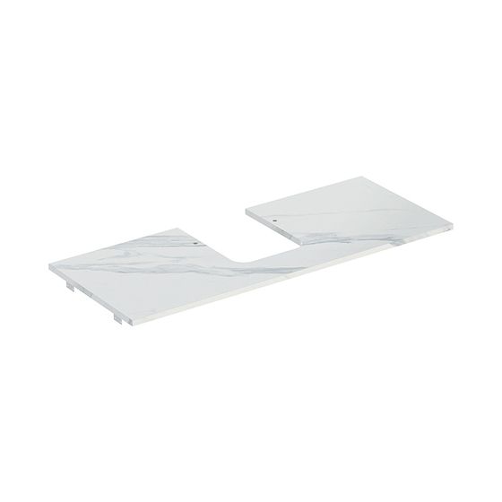 Geberit ONE Waschtischplatte Ausschnitt mittig Steinzeug für Aufsatzwaschtisch Schalenform 120x2x47cm Marmoroptik Weiß/Matt