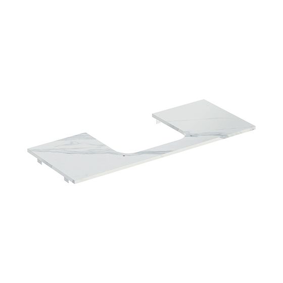 Geberit ONE Waschtischplatte Ausschnitt mittig, Steinzeug, für Aufsatzwaschtisch, 120x2x47cm, Marmoroptik Weiß/Matt