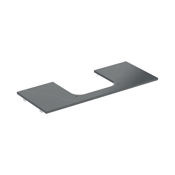 Geberit ONE Waschtischplatte Ausschnitt mittig, Steinzeug, für Aufsatzwaschtisch, 120x2x47cm, Marmoroptik Schwarz/matt