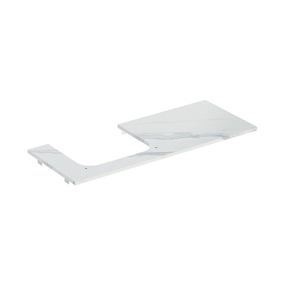 Geberit ONE Waschtischplatte Ausschnitt links, Steinzeug, für Aufsatzwaschtisch, 120x2x47cm, Marmoroptik Weiß/Matt