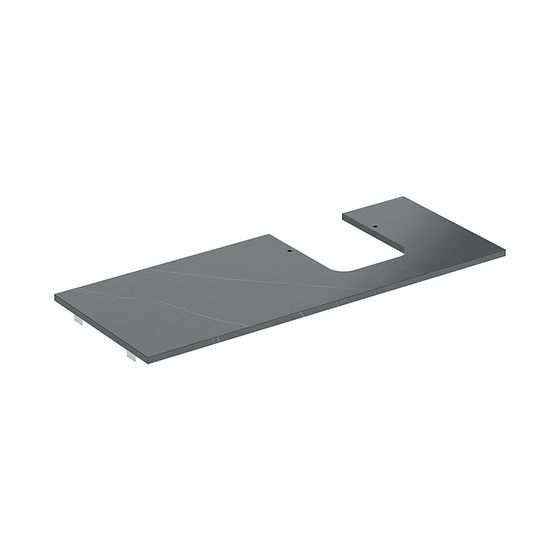 Geberit ONE Waschtischplatte Ausschnitt rechts Steinzeug für Aufsatzwaschtisch Schalenform 120x2x47cm Marmoroptik Schwarz/matt