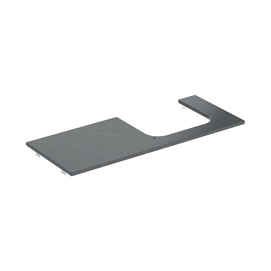 Geberit ONE Waschtischplatte Ausschnitt rechts, Steinzeug, für Aufsatzwaschtisch, 120x2x47cm, Marmoroptik Schwarz/matt