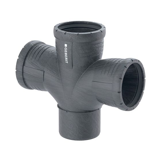 Geberit Silent-Pro Bogenabzweig 87,5 Grad zweifach d 90mm, d1 90mm, d2 90mm