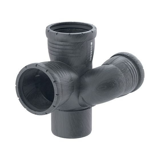 Geberit Silent-Pro Schachtbogenabzweig 87,5 Grad links d 110mm, d1 75mm, d2 90mm