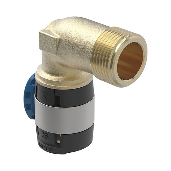 Geberit FlowFit Übergangsbogen 90 Grad mit Außengewinde, lang Bleifreier, d 25mm, R 3/4″, Rotguss